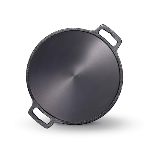 Image of Kichera Pre-Seasoned Cast Iron Dosa Tawa 12 Inch | Super Smooth Polished Surface, Dual Handles & Induction Compatible | Naturally Non-Stick, Pure & Toxin-Free Roti Pan for Dosa, Chapati, Paratha