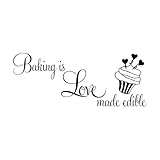 baking is love made adesivo da parete commestibile cucina torta cuore famiglia amore citazione adesivo da parete ristorante vinile casa grande - 44x112cm