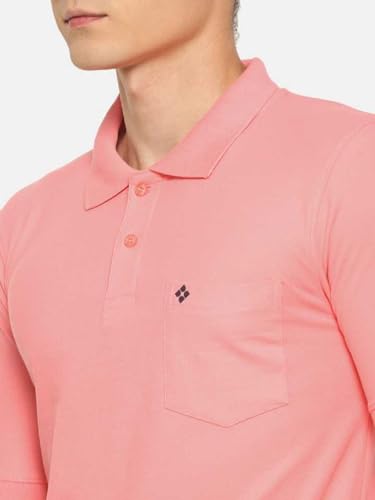 Image of Dollar Men's Pack of 1 Solid Cotton Blend Polo Neck T-Shirt