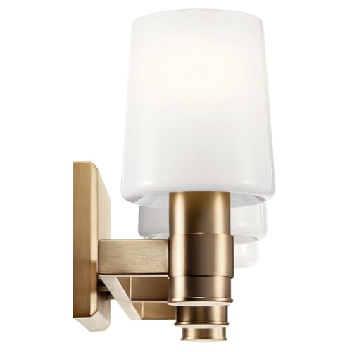 Image of Kichler Adani 3-Light Vanity Light Fixture, Modern Bathroom Vanity Lighting with Opal Glass in Champagne Bronze for Bathroom or Powder Room Wall Mount (8.25 inch x 24 inch), 55176CPZ
