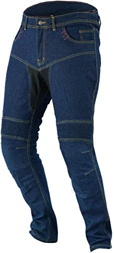 JET Pantalon Moto Hombre Jeans Kevlar Aramid Con Armadura TECH PRO (48 Corto/Cintura 32 Longitud 30(M), Azul)