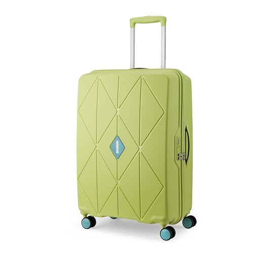 Image of American Tourister Qubiz | Check-in Trolley Bag (68 cm) | 360 8 Wheel Travel Luggage | Hard Case Polypropylene Suitcase | Recessed Combination Lock | Lime /Turquoise