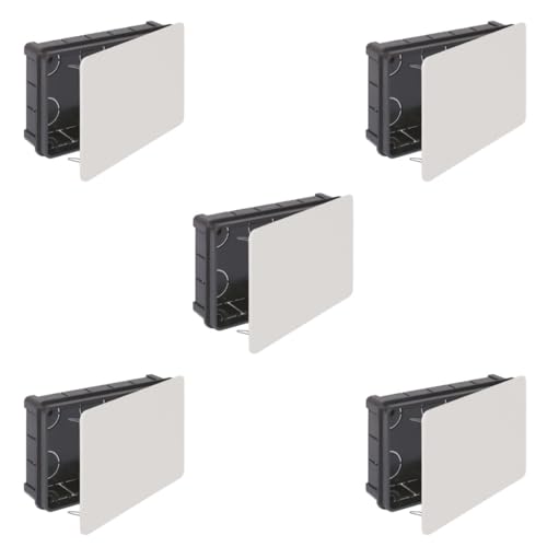 RASMACOR | Pack 5 unidades Caja registro empotrar 160x100x50 | Tapa con garras metálicas | Caja empotrar electricidad 160x100 | Solera 563