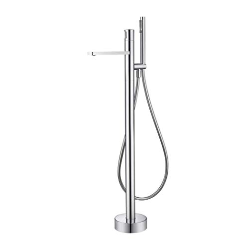 Robinet de baignoire debout chrome avec douchette laiton grand débit