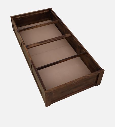 Image of Solid Wood Single Diwan Bed Cot for Bedroom | Guest Room | Living Room | Hall with Storage Box (Single Size, Teak Finish, 1 Piece)