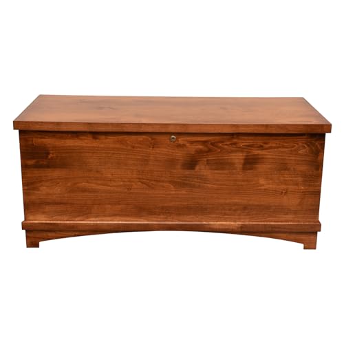 Image of Rustic Red Door Co. Whitley Cedar Hope Chest with Flat Top - Amish Storage w /Anti-Slam Hinges - Blanket Hope Chest Trunks with lock - Solid Wood (Brown Maple Wood, Asbury Stain, 46 inch)