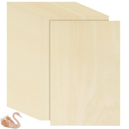 VIDETOL 24 placas de madera contrachapada, 300 x 200 x 1,5 mm, tableros de madera de madera contrachapada, placas de madera contrachapada, placas de madera para manualidades, manualidades y bricolaje