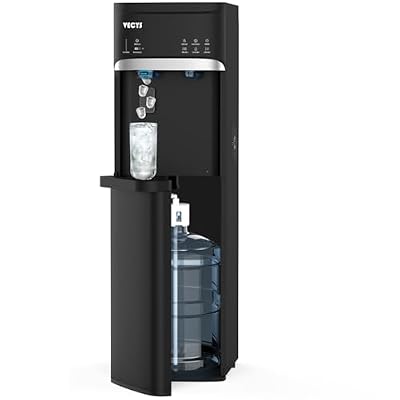 VECYS Bottom Loading Ice Maker Self-Clean Hot Cold Water Dispenser for 5 Gallon Bottle, 22LBS Daily Ice Making, Child Safety Lock, Ideal for Home and Office, Black