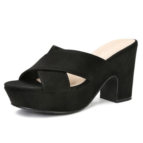 Women's Platform Sandals Wedges Heels Sandals Open Toe Slip On Platform Heels Mules Dressy Pumps
