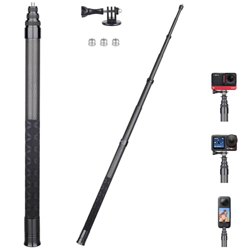 ARTCISE Bastón selfie de fibra de carbono de 150 cm ER150 palo selfie de fibra de carbono monopié para cámaras de acción, GoPro Hero, GoPro, DJI Osmo Action, para cámara ARTCISE Bastón selfie de fibra de carbono de 150 cm ER150 palo selfie de fibra de carbono monopié para cámaras de acción, GoPro Hero, GoPro, DJI Osmo Action, para cámara