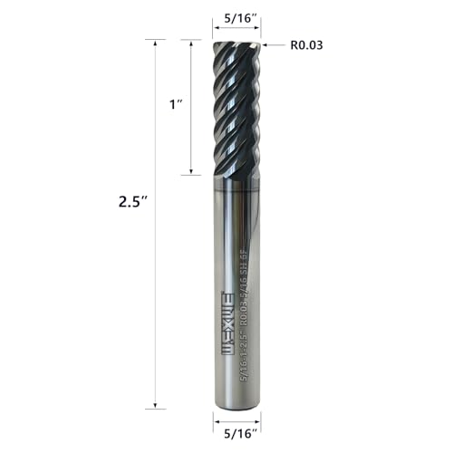 Image of Tools Carbide End Mills,6 Flute Corner Radius Milling Cutter,High Helix Angle for High Hardness Steel Finshing Milling Processing - 5 /16 Shank (5 /16-2.5 inch 1PCS)