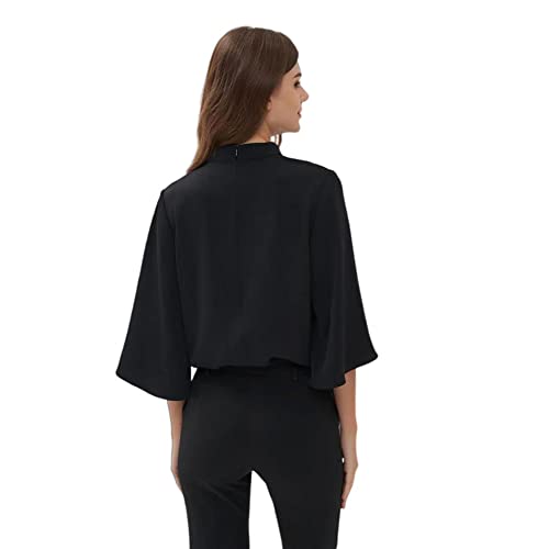 Blessi Clergy Shirt For Women Tab Collar Flared Sleeve Plus Blouse Black… (As1, Alpha, M, Regular, Regular, Black) #TOP3