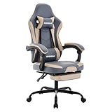 SEGEDOM Gaming Chair, Ergonomic Computer Chair with Footrest and Massage Lumbar Support, Office Video Game Chairs with Adjustable Height and Backrest, TechnoBlue