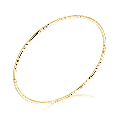 4U 18k Yellow Gold Classical Diamond Cut Bangle Bracelet Set for Women2