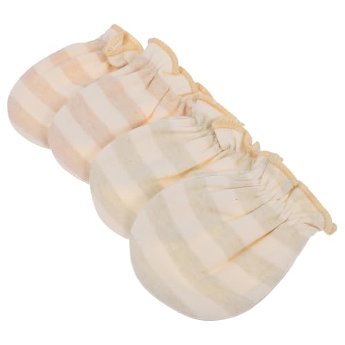 KOMBIUDA Softest Baby Mittens 2 Pairs Newborn Cotton Gloves No-scratch for Infants Sturdy Cotton Mittens