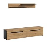 xonox.home - TV Element Canu 170x38x33 cm in Korpus Basalt grau Nb. und Front Artisan Nb. - Lowboard TV-Board Wohnwand-Element TV-Schrank - modern & praktisch