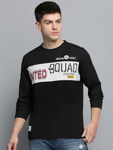 Image of SHOWOFFFF Men Typography Pullover Sweatshirt | Round Neck Full Sleeves Cotton Sweatshirt's for Mens | Regular Fit Regular Length Sweatshirts for Men's