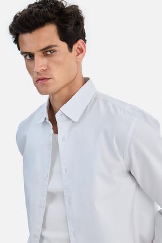 Image of SNITCH Men Casual & Formal Shirt | Regular Fit Full Sleeve Spread Collar Solid Style | 100% Cotton Breathable Woven Fabric for Everyday Wear & Stylish Office Outings