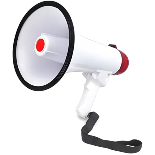 Image of kh 50 Watts Handheld Megaphone with Recorder Bluetooth USB and Memory Card Input for Announcing; Talk; Record; Play; Siren; Music with Battery and Charger Megaphone Speaker PA Bullhorn