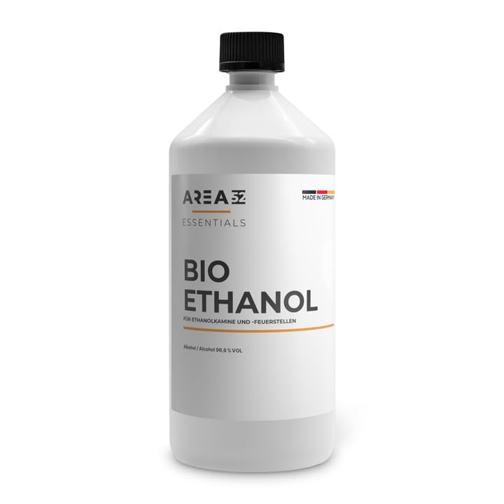Area52 – Bioethanol 1L Sets Ethanol – Reiner Ethylalkohol mit 96,6% Reinheitsgrad – Für Ethanolkamine, Tischkamine & Bioethanol-Feuerstellen –...
