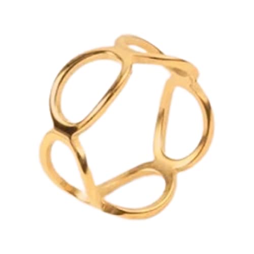 Beads & Pearls Jewelry 18K Gold Plated Stainless Steel Minimalist Trendy Link Chain Ring