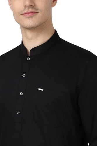 Image of Peter England Men Cotton Regular Fit Everyday Festive Solid Short Kurta