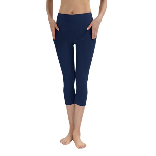 Private Island Women UPF50+ Capri Leggings Rash Guard Side Pockets Pants Beach Swimsuit Bathing Swim Bottom (RM7PP-NP)