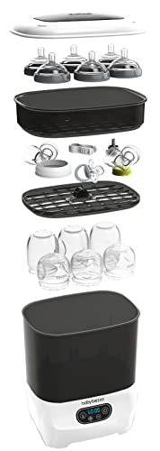 Baby Brezza Baby Bottle Sterilizer and Dryer Advanced Electric Steam Sterilization Machine Universal Sterilizing for All Bottles Plastic + Glass + Pacifiers + Breast Pump Parts,Black,1 Count