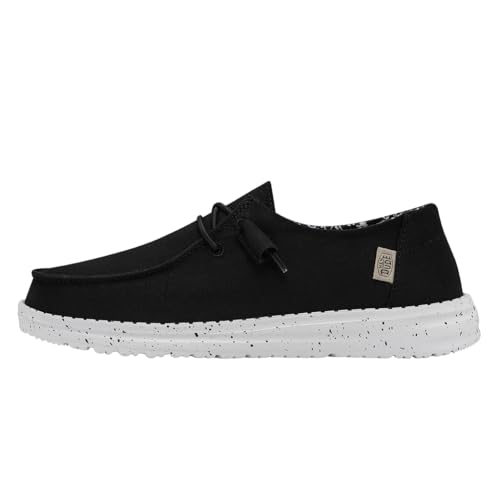 HEYDUDE Women's Wendy Basic Wide Black Odyssey Size 7 | Women's Shoes | Women's Slip On Shoes | Comfortable & Light-Weight