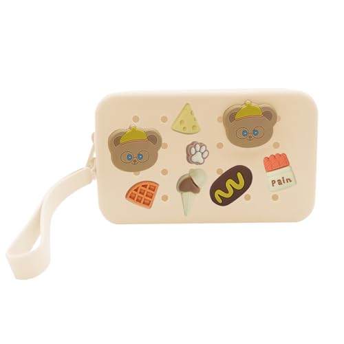 BSITSSS Neceser Maquillaje Pequeño, Silicona Estuche de Maquillaje con Charms, Bonito Neceser Bolso Impermeable Makeup Bag para Mujeres y Niña