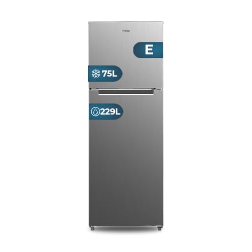 HYUNDAI Frigorífico Inox, 2 Puertas. HFG17060NEI00, Capacidad 334 Litros, No Frost, Motor Inverter, Bajo Nivel Sonoro, Puertas Reversibles, Apertura Tipo Uñero, Clasificación Energética E