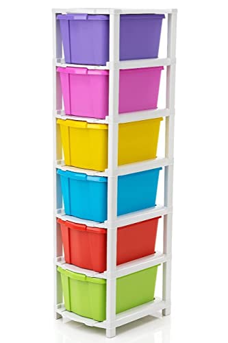 Image of TEKCOOL Plastic Drawer Organizer Self Standard Rectangular Multi Purpose Modular Drawer System Large Chest of Drawer Organizer for Home Office,Product Dimension When assembeled (6XL, Multi);'