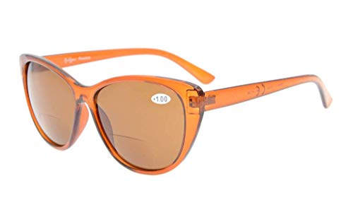 Image of Eyekepper Cat-eye Style Womens Bifocal Sunglasses Brown Lens +3.0