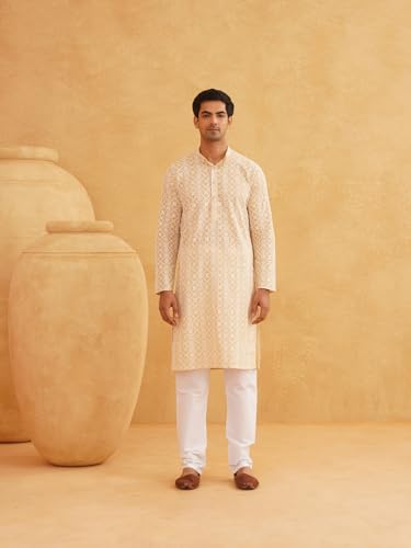 Image of SOJANYA (Since 1958 Men's Embroidered Sequinned Cotton Long Kurta