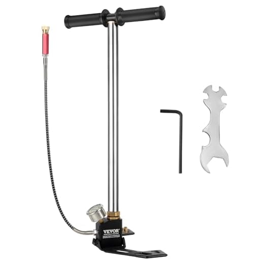 VEVOR Dreistufige Hochdruckluftpumpe 4500psi, Handpumpe Tragbare 30MPa, Luftpumpe Hochdruck Fahrradpumpe Luftpumpe für E-Bike Mountainbike Rennrad Komplettes Zubehör