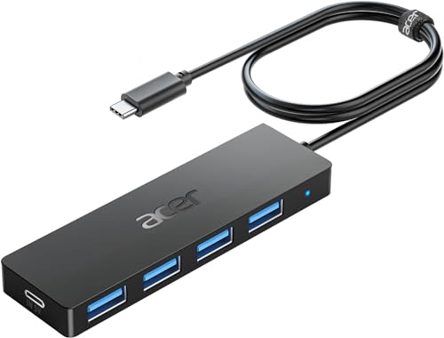 acer Hub USB C vers 4 Ports USB 3.0,Hub Multiport USB C, Extension USB pour iPhone 15 Plus ProMax,MacBook Pro Air 2023 iPad Pro Air Galaxy S24(120cm)