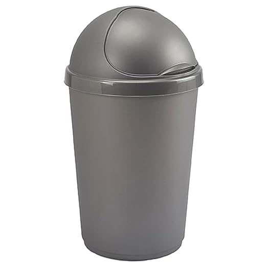 ZARVICZONIA Premium Plastic Bullet Bins 30L, 50L Waste Paper Recycling Dustbin Flap Lid Home Kitchen House Office Rubbish Trash Bin (Grey, 30 Litre)