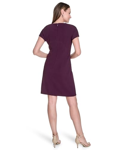 Image of Tommy Hilfiger Women's Cap Sleeve Crew Neck Two Hip Pockets Sheath Mini Dress