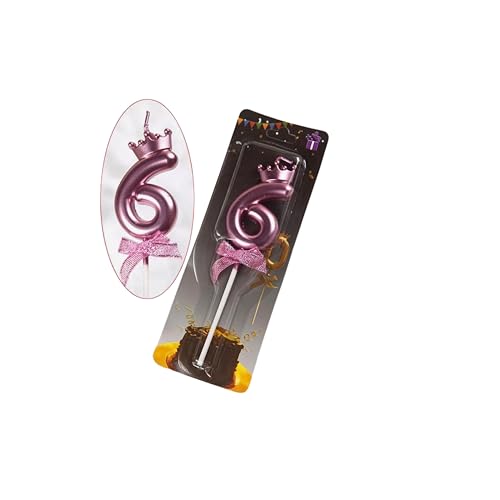 Generic Crown and Bow Number Candle (Rose Gold, Number 6), NH10558337