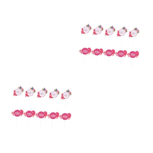 2 Series Adornos Para Pasteles De Día De Madre Decoración Romántica Color Para Tartas Y Cupcakes Para Celebraciones Y Fiestas Temáticas 10 Piezas*2