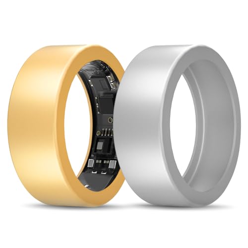Rinup Silicone Protector Compatible with RingConn Gen 2/Gen 2 Air Elastic Cover for Working Out (M Gold+Silver)