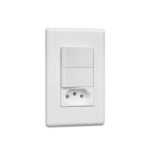 Conjunto 4x2 2 Interruptores Simples 10a 250v + 1 Toma 2p+t 10a 250v Stella Steck Branco