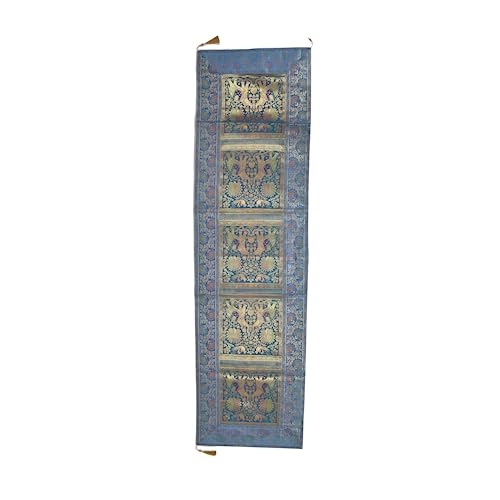 Image of Banarasi Brocade Silk Handmade Table Runner for Dining Table, Centre Table, Coffee Table 70 X 16 in Table Top Table Cloth Room Decor Runner (Turquoise)