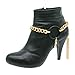 Women Fashion Boot Bracelet Bling Metal Chain Biker Shoe Black Circle Charm Tassel Gold