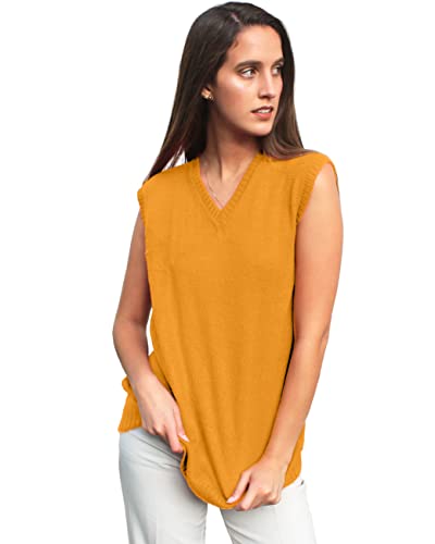 Image of TINKUY Peru Women's Alpaca Wool V-Neck Sweater Vest - Soft Knitted Pullover - Authentic Peruvian Wool - Sizes S-2XL
