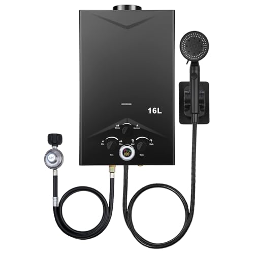 Tankless Water Heater 4.21GPM 16L Instant Propane Water Heater Outdoor Portable Gas Hot Water Heater...