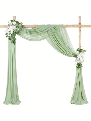 Décoration tissu vert transparent de 3 mètres pour arche de mariage