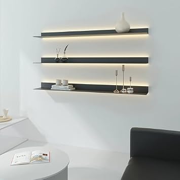 Led Floating Wall Shelves Set, 2pscIlluminated Display Rack For Home Decor, Ideal For Living Room, Kitchen, Bathroom