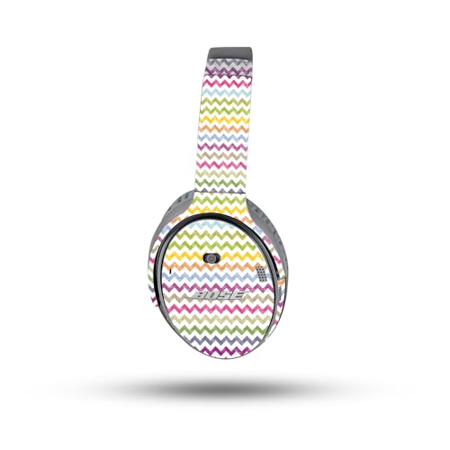 Image of MightySkins Carbon Fiber Skin Compatible with Bose QuietComfort 35 II Headphones - Rainbow Chevron | Protective, Durable Textured Carbon Fiber Finish | Easy to Apply