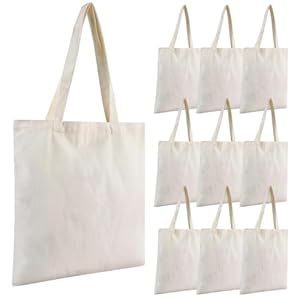 12-Pack 16 * 15IN Canvas Tote Bags Multipurpose Reusable Grocery Bag for Creative DIY, Gift Bags, Shopping Bags